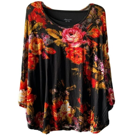 Miraclesuit Women's 2PC Floral Print Poncho Blouse Size Large - Picture 1 of 7